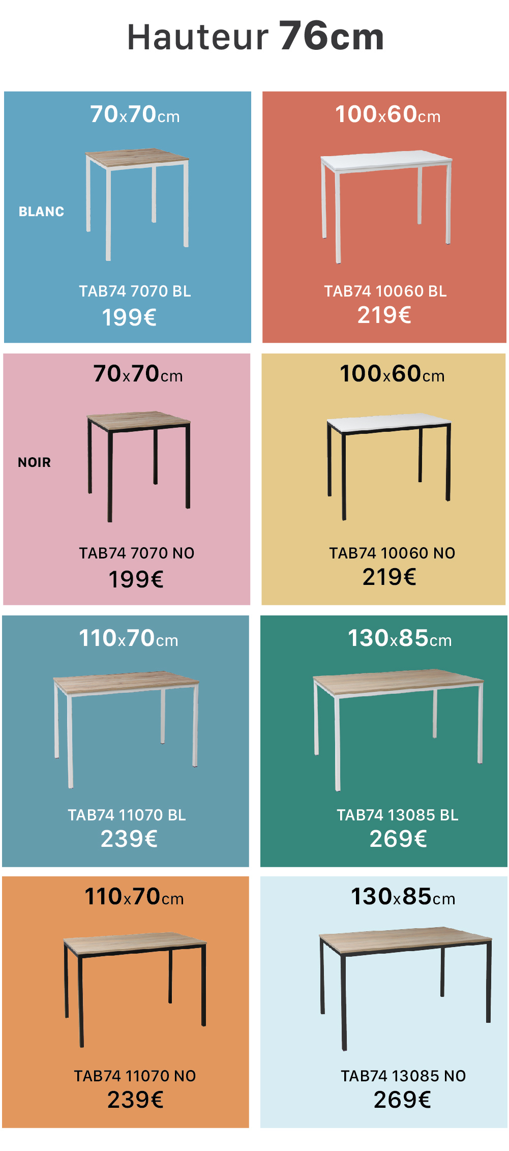 table et chaise/TABLE ROMY H76